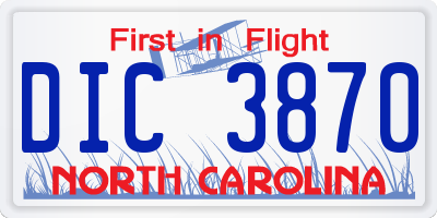 NC license plate DIC3870