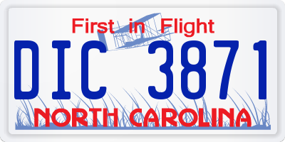 NC license plate DIC3871