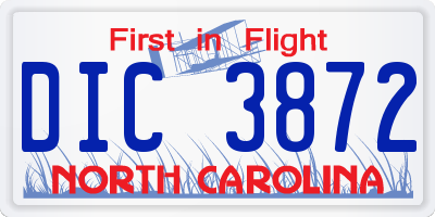 NC license plate DIC3872