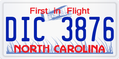 NC license plate DIC3876