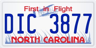 NC license plate DIC3877