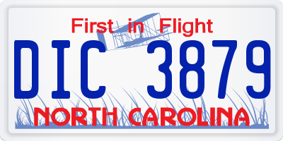 NC license plate DIC3879