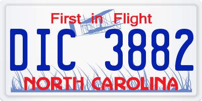 NC license plate DIC3882