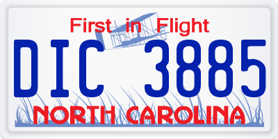 NC license plate DIC3885