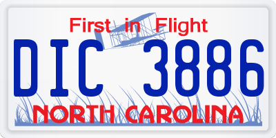 NC license plate DIC3886