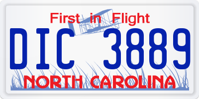 NC license plate DIC3889