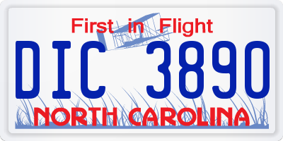 NC license plate DIC3890
