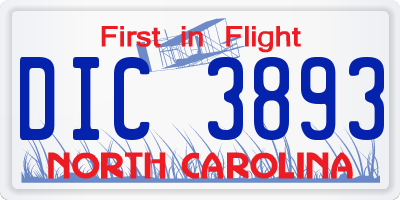 NC license plate DIC3893