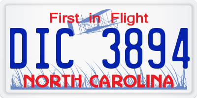 NC license plate DIC3894