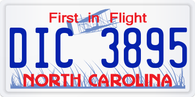 NC license plate DIC3895