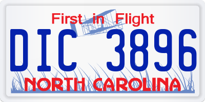 NC license plate DIC3896