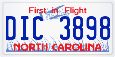 NC license plate DIC3898