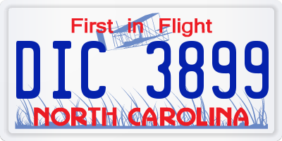 NC license plate DIC3899