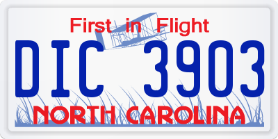 NC license plate DIC3903