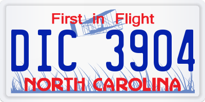 NC license plate DIC3904