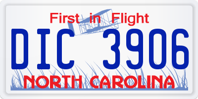 NC license plate DIC3906