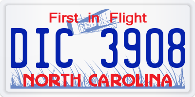 NC license plate DIC3908