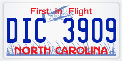 NC license plate DIC3909