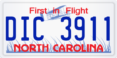NC license plate DIC3911