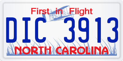 NC license plate DIC3913
