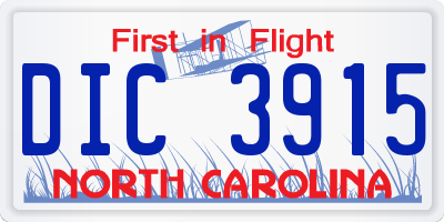 NC license plate DIC3915