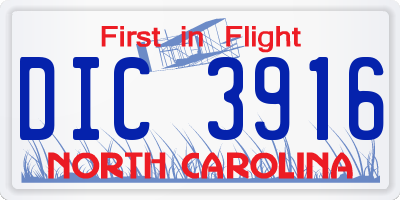 NC license plate DIC3916