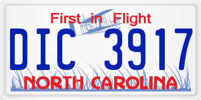 NC license plate DIC3917
