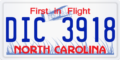 NC license plate DIC3918