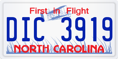 NC license plate DIC3919