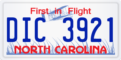 NC license plate DIC3921