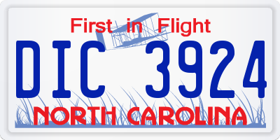 NC license plate DIC3924