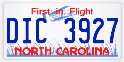 NC license plate DIC3927