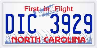 NC license plate DIC3929