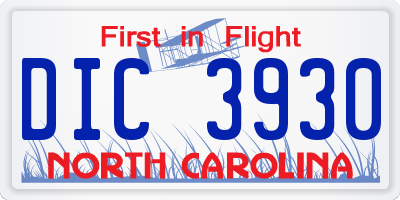 NC license plate DIC3930