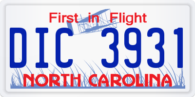 NC license plate DIC3931