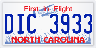 NC license plate DIC3933