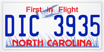 NC license plate DIC3935