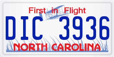 NC license plate DIC3936