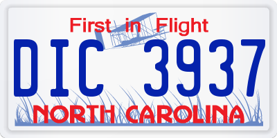 NC license plate DIC3937