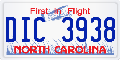 NC license plate DIC3938