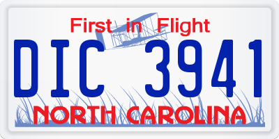 NC license plate DIC3941