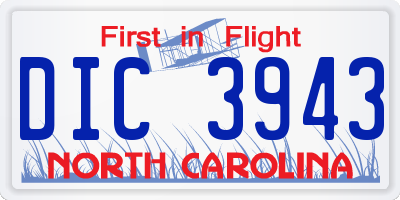 NC license plate DIC3943