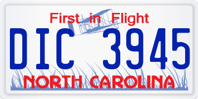 NC license plate DIC3945