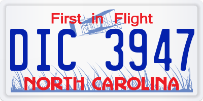 NC license plate DIC3947