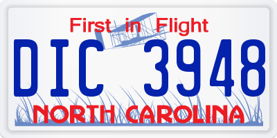 NC license plate DIC3948