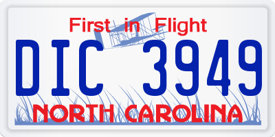 NC license plate DIC3949