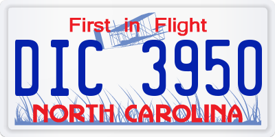NC license plate DIC3950
