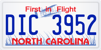 NC license plate DIC3952