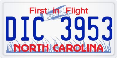 NC license plate DIC3953
