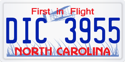 NC license plate DIC3955